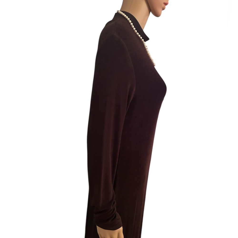 Double D Ranchwear Women’s Size Medium Solid Brown Western Turtleneck Maxi Dress - Picture 2 of 9